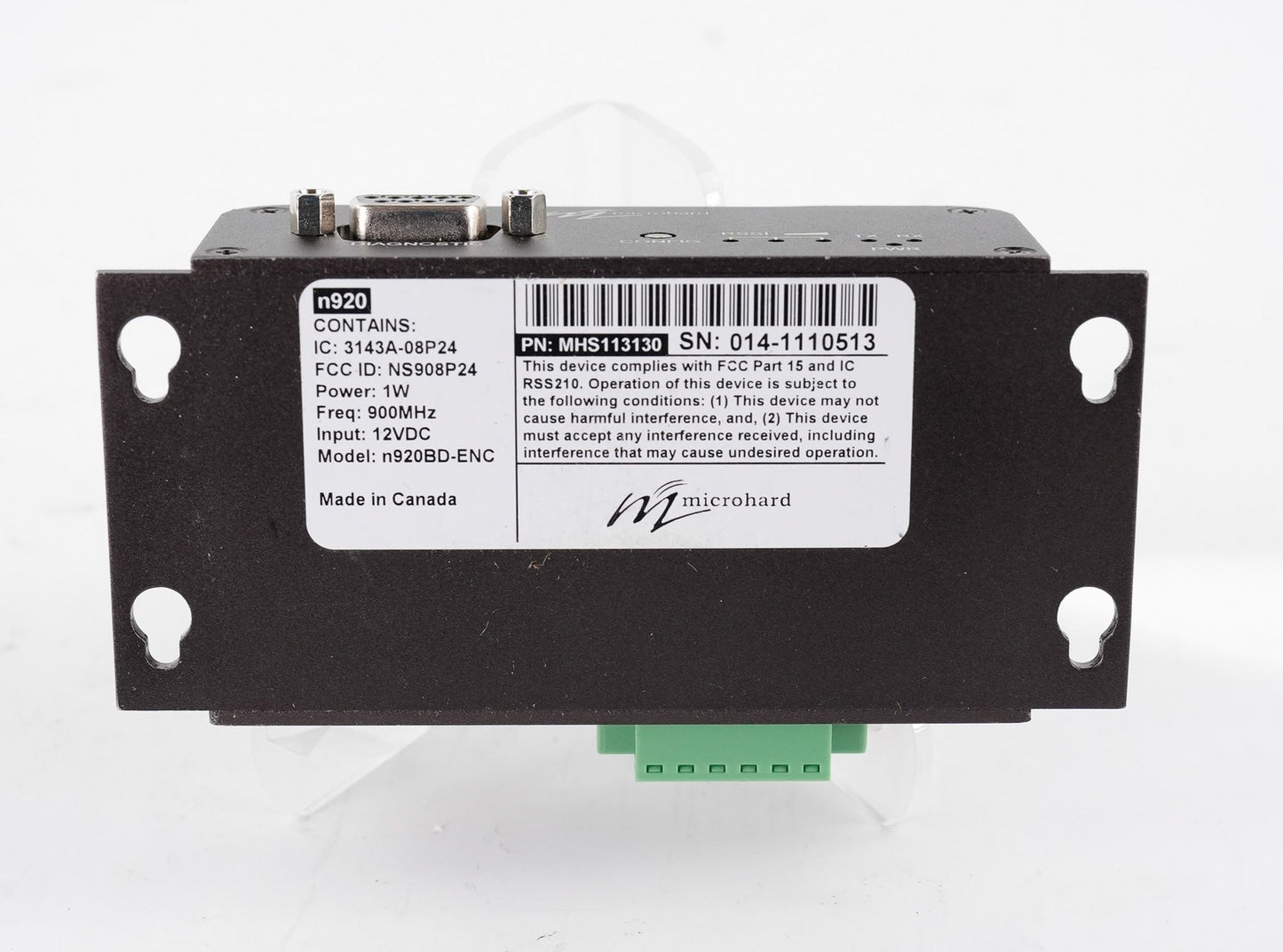 Microhard Systems n920BD-ENC 900MHz Wireless Gateway 12VDC 1W MHS113130 n920BD