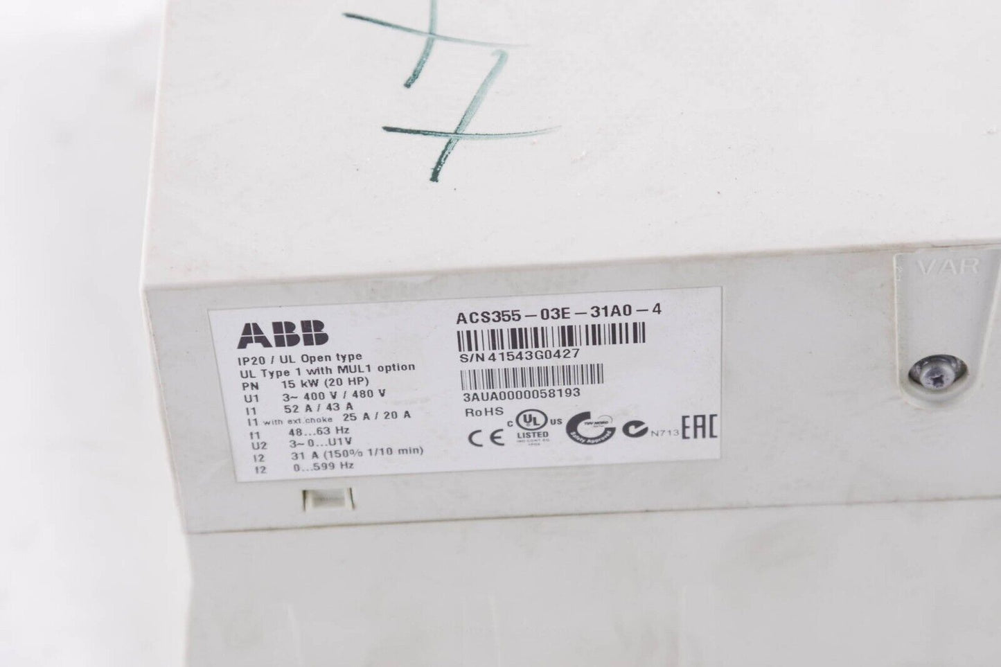 ABB ACS355-03E-31A0-4 15KW - For Parts or Repair