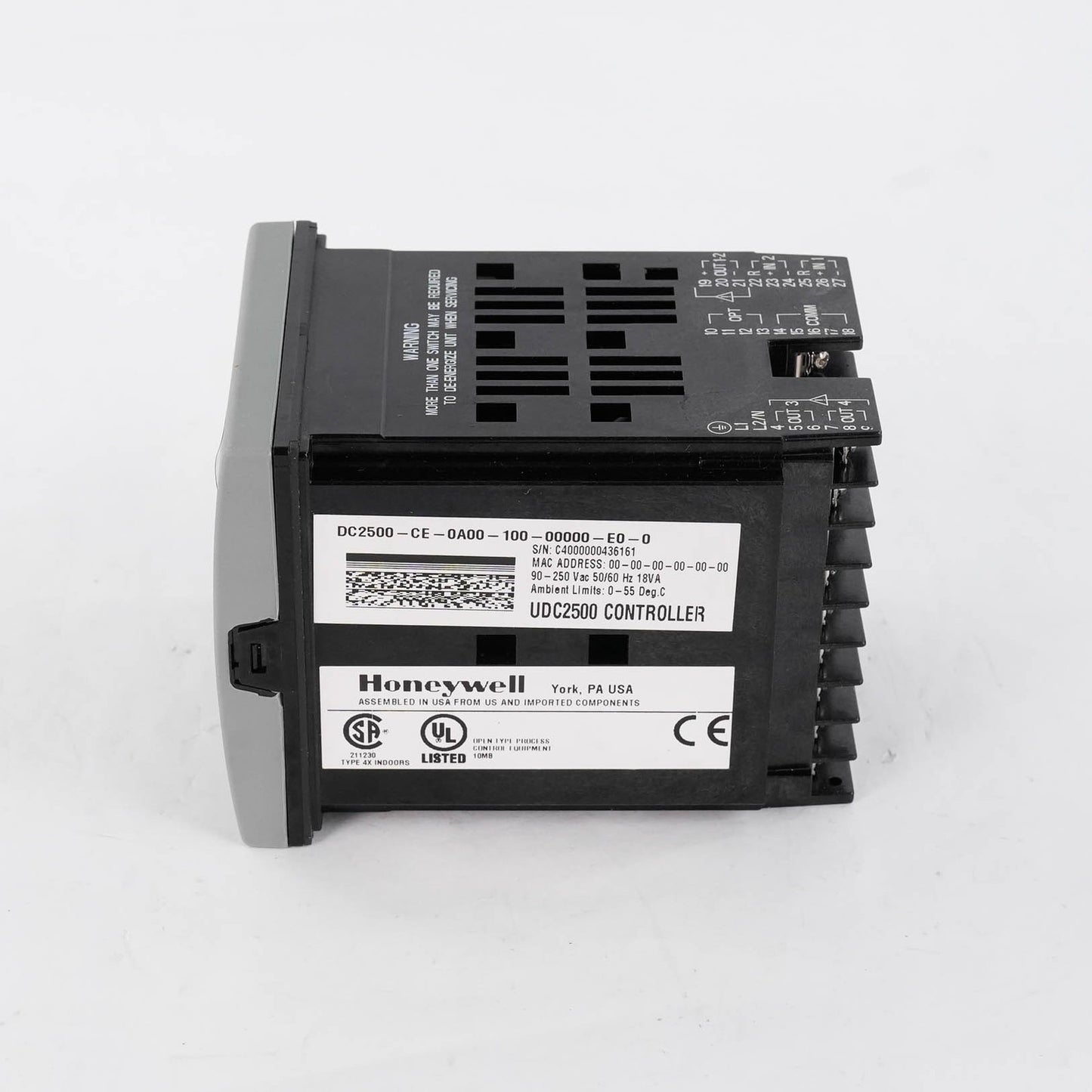 HONEYWELL DC2500-CE-0A00-100-00000-E0-0 UDC2500 Controller 90-250 VAC 50/60 Hz