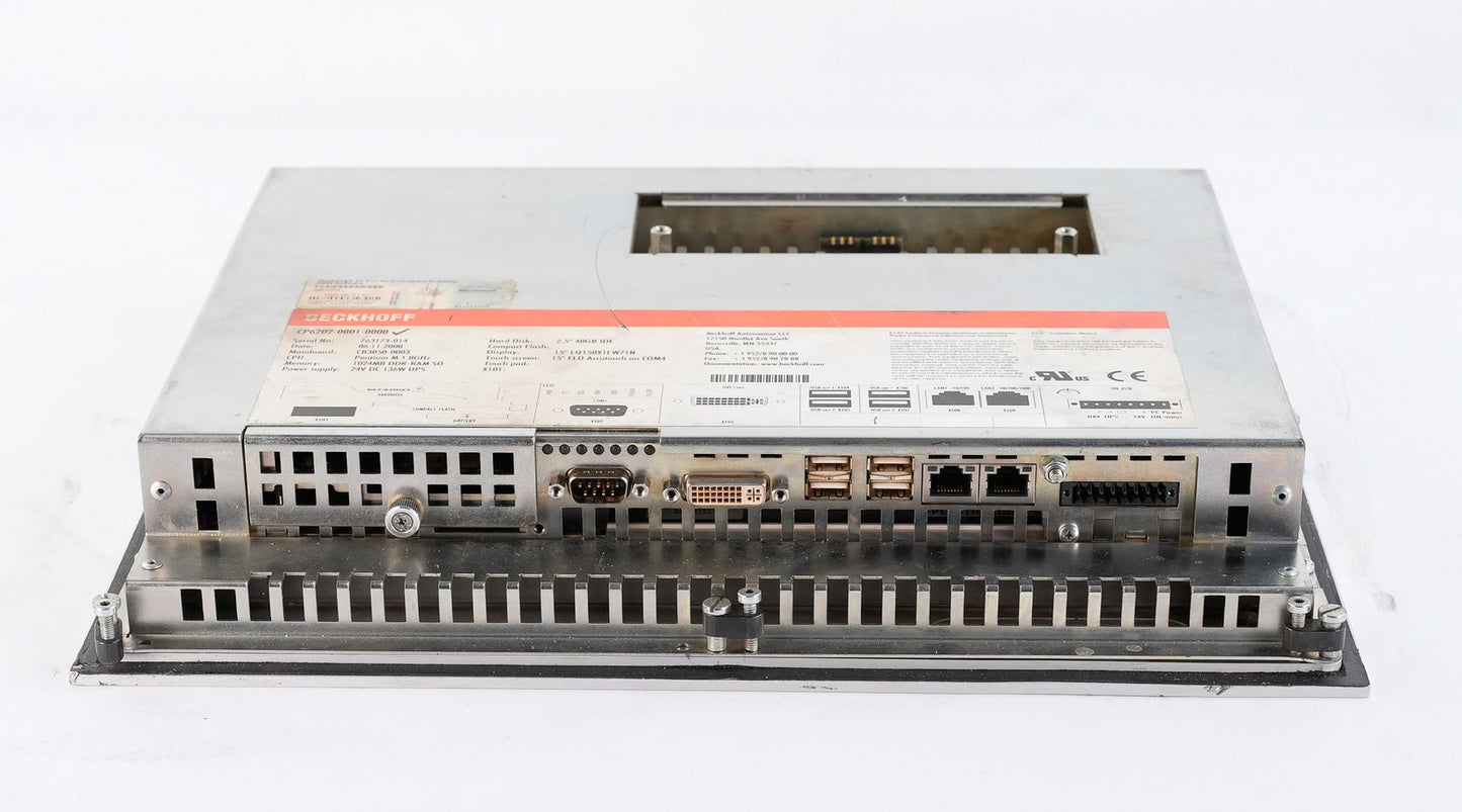 Beckhoff CP6202-0001-0000 Panel PC Intel Pentium M 1.8Ghz 40GB HDD 1024MB RAM