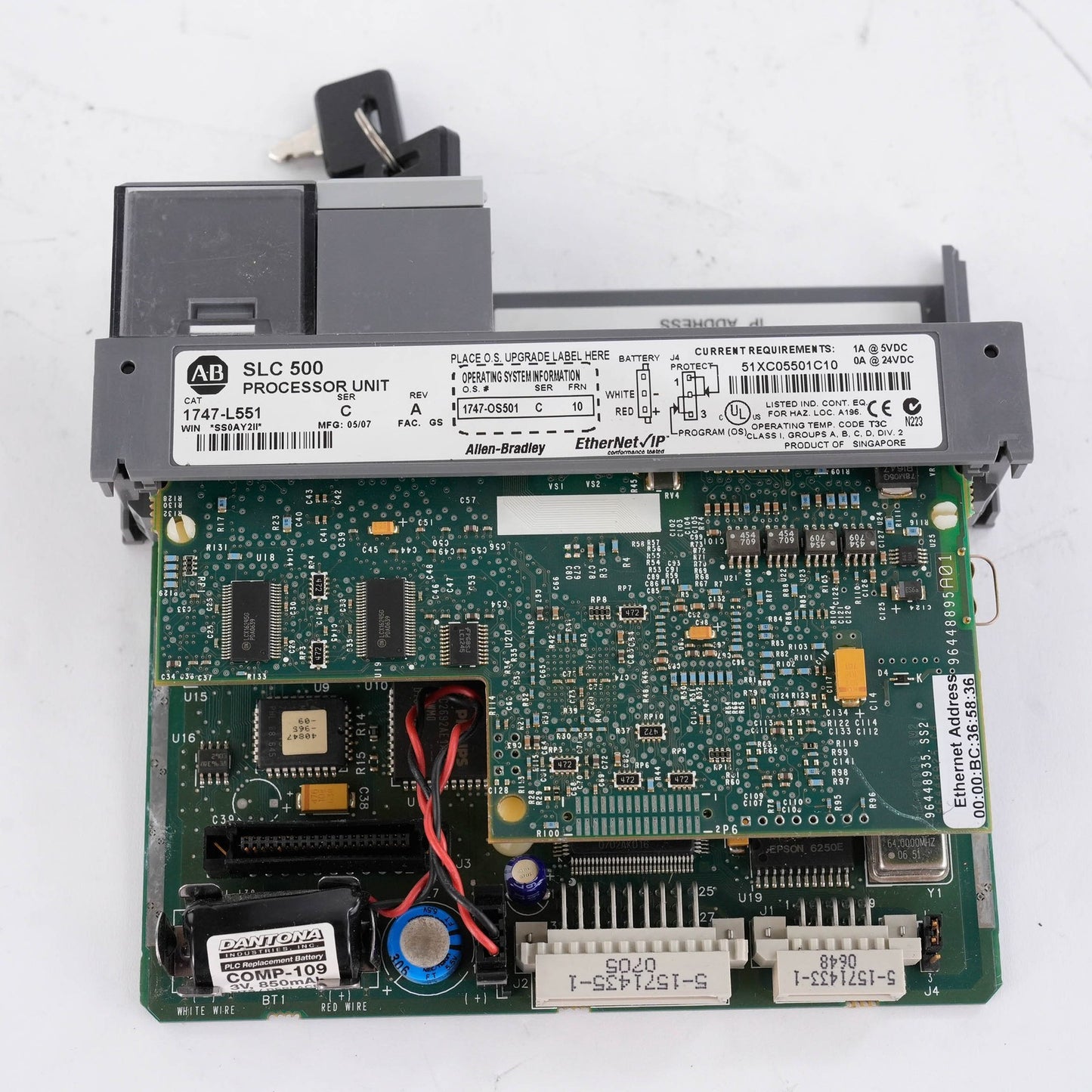 Allen Bradley 1747-L551 /C SLC 500 5/05 CPU Processor 16K Memory 1747L551 Ser C