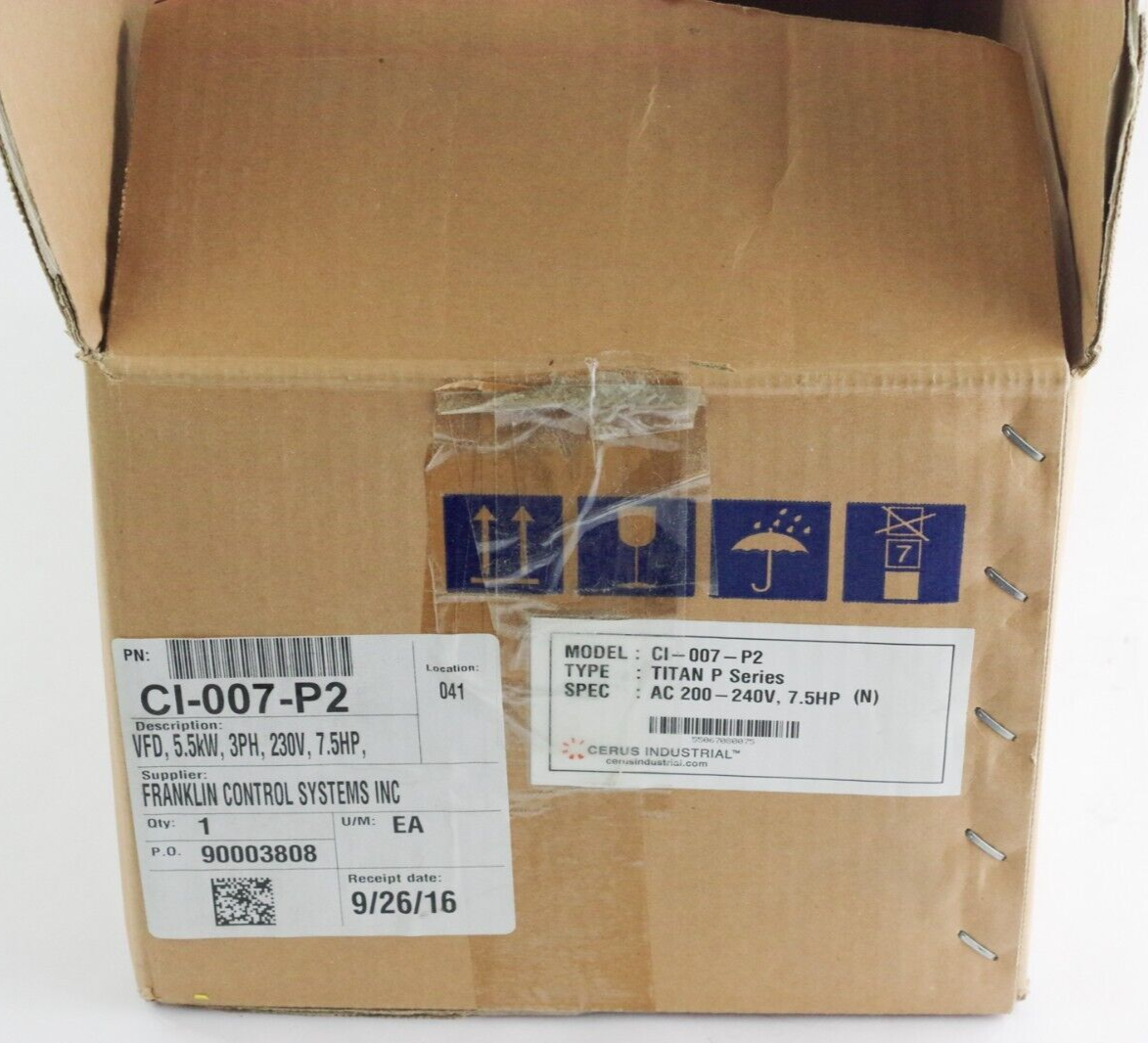 Cerus Industrial CI-007-P2 VFD Titan P Series AC 240V 7.5 HP CI007P2 - Open Box