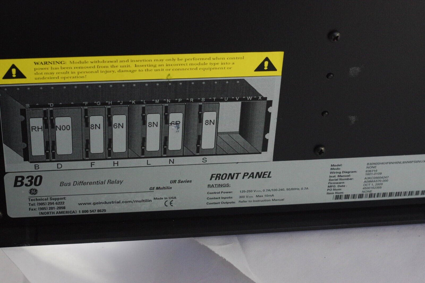 GE MULTILIN B30 B30N00HE8NH6NL8NNGPS8NUXXWXX BUS DIFFERENTIAL RELAY - Parts / Re