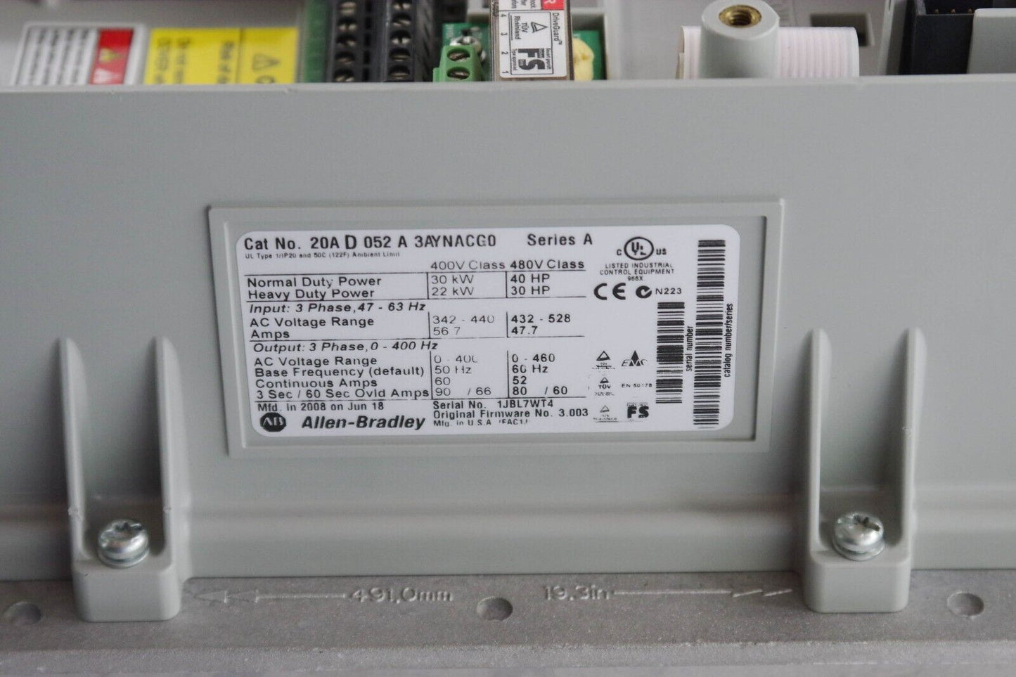 Allen Bradley 20A D 052 A 3AYNACG0 / 20AD052A3AYNACG0 AC Drive One Year Warranty