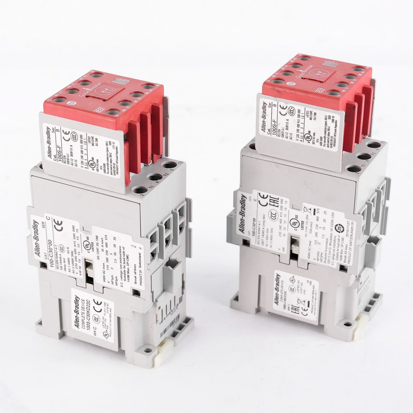 Allen Bradley 100S-C30KD22C /C Safety Contactor + 100-C30*00/C & 100S-F/B
