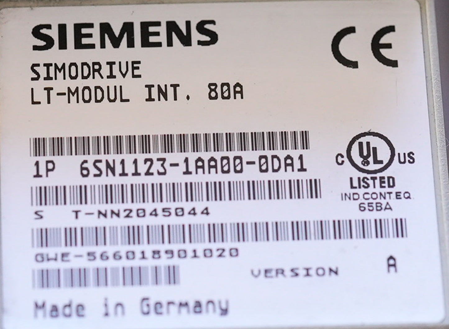 Siemens 6SN1123-1AA00-0DA1 Simodrive 611 Power Module 6SN11231AA000DA