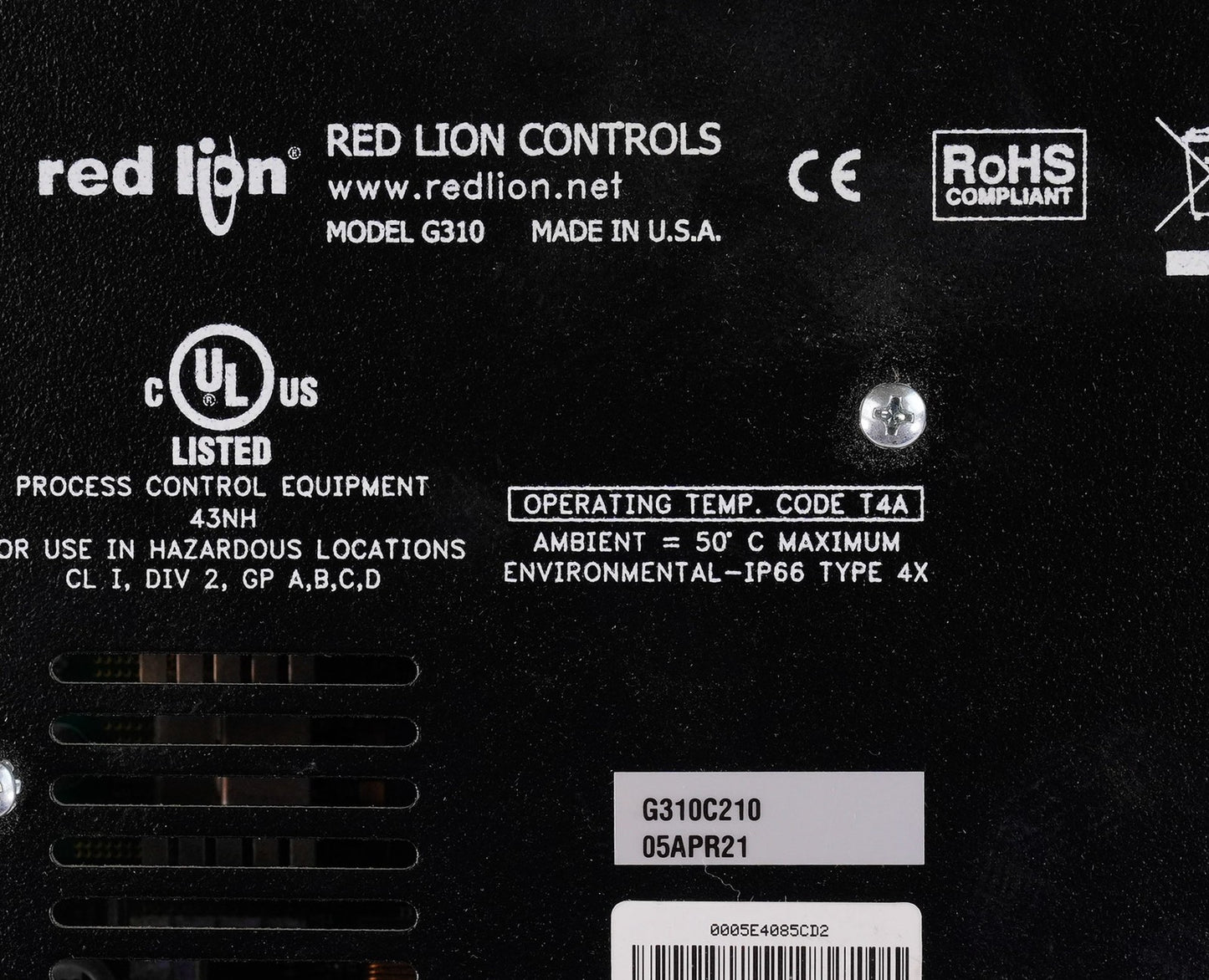 Red Lion Controls G310C210 G3 Series 10.4" HMI Operator Interface Display G310