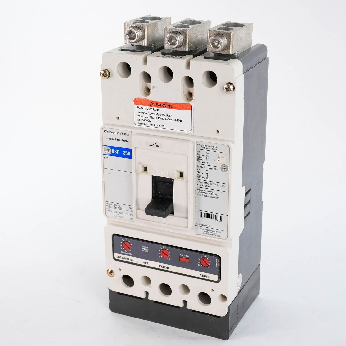 AutomationDirect K3P 35K 350A 3-Pole Industrial Circuit Breaker w/ KT3350T Trip