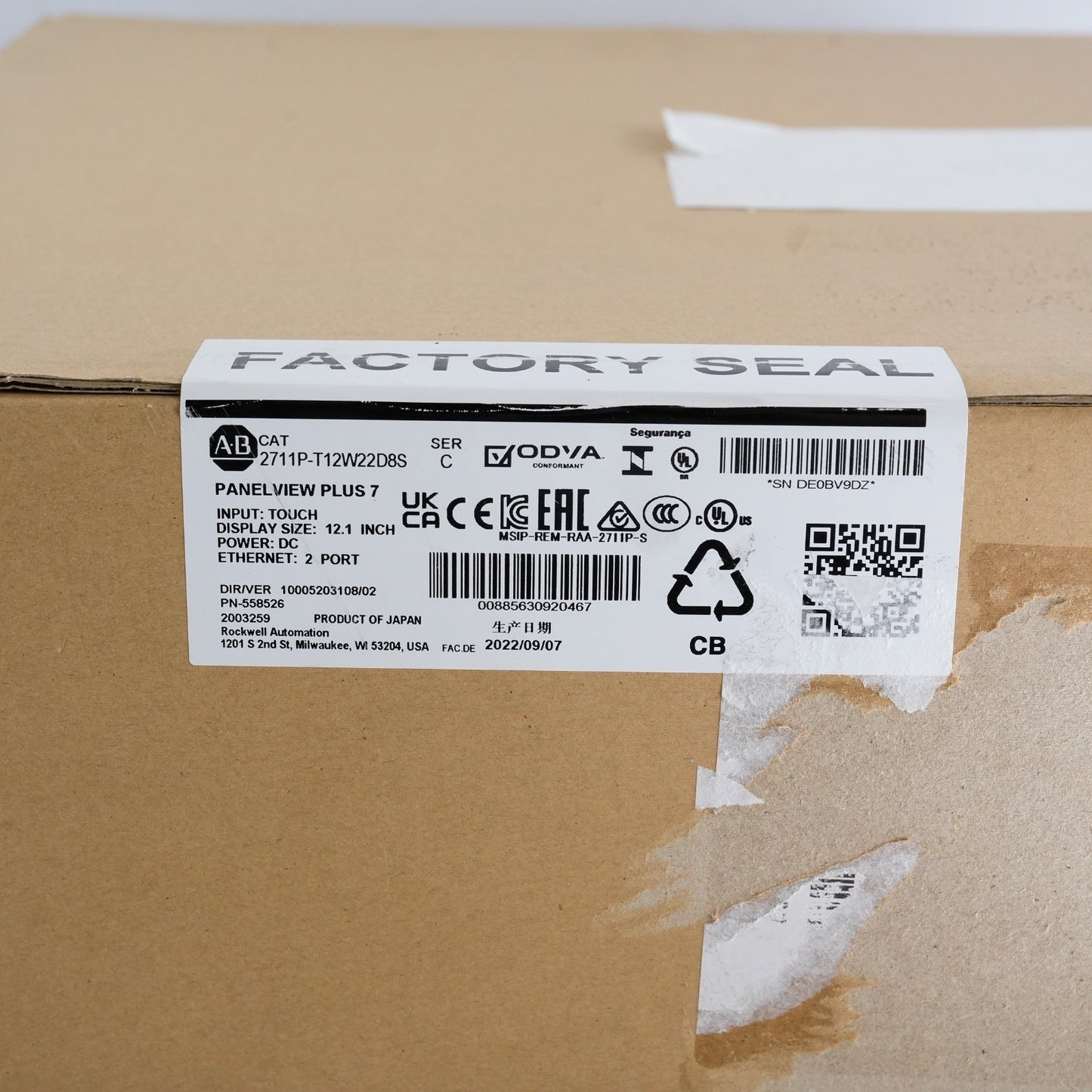 Allen Bradley 2711P-T12W22D8S /C Panelview Plus 7 2711PT12W22D8 - Sealed Surplus