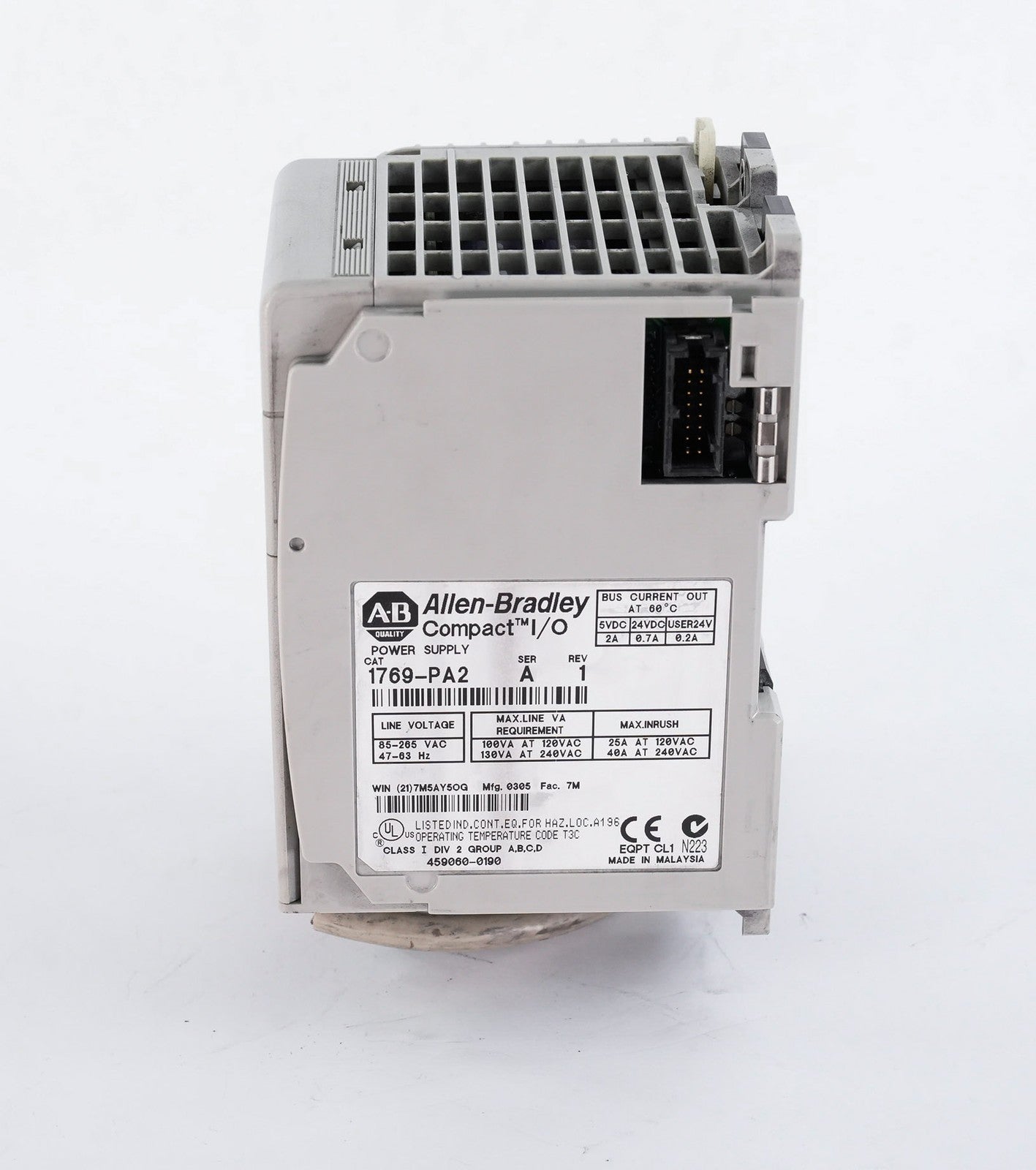Allen Bradley 1769-PA2 /A Rev 1 CompactLogix Power Supply Module 1769PA2