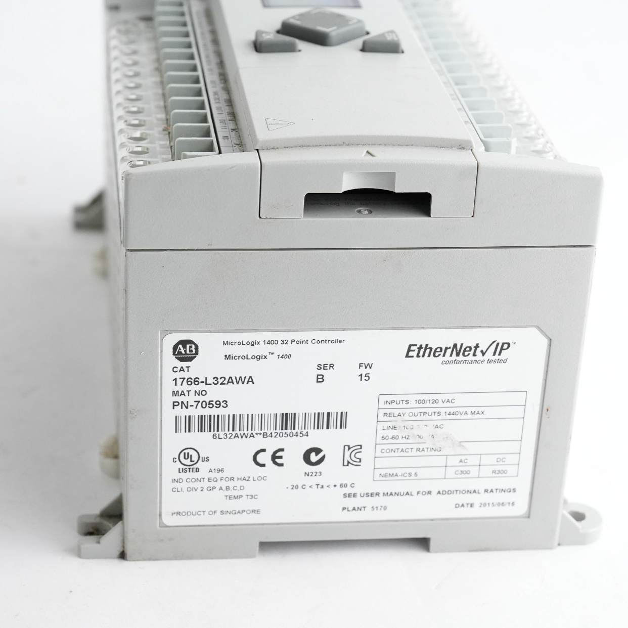 Allen Bradley 1766-L32AWA /B FW 15 MicroLogix 1400 PLC Processor 1766L32AWA