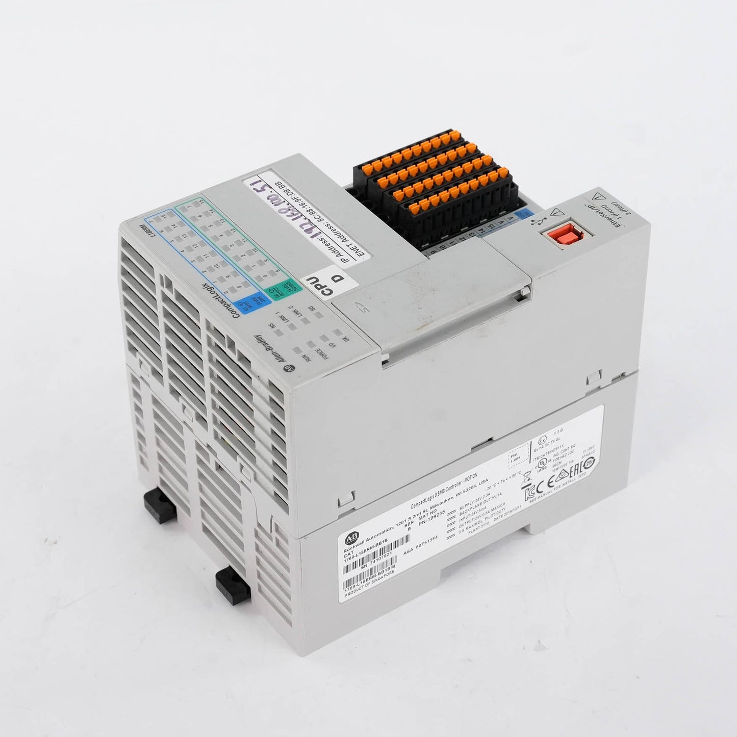 Allen Bradley 1769-L18ERM-BB1B Ser B CompactLogix 0.5MB (retake pictures)
