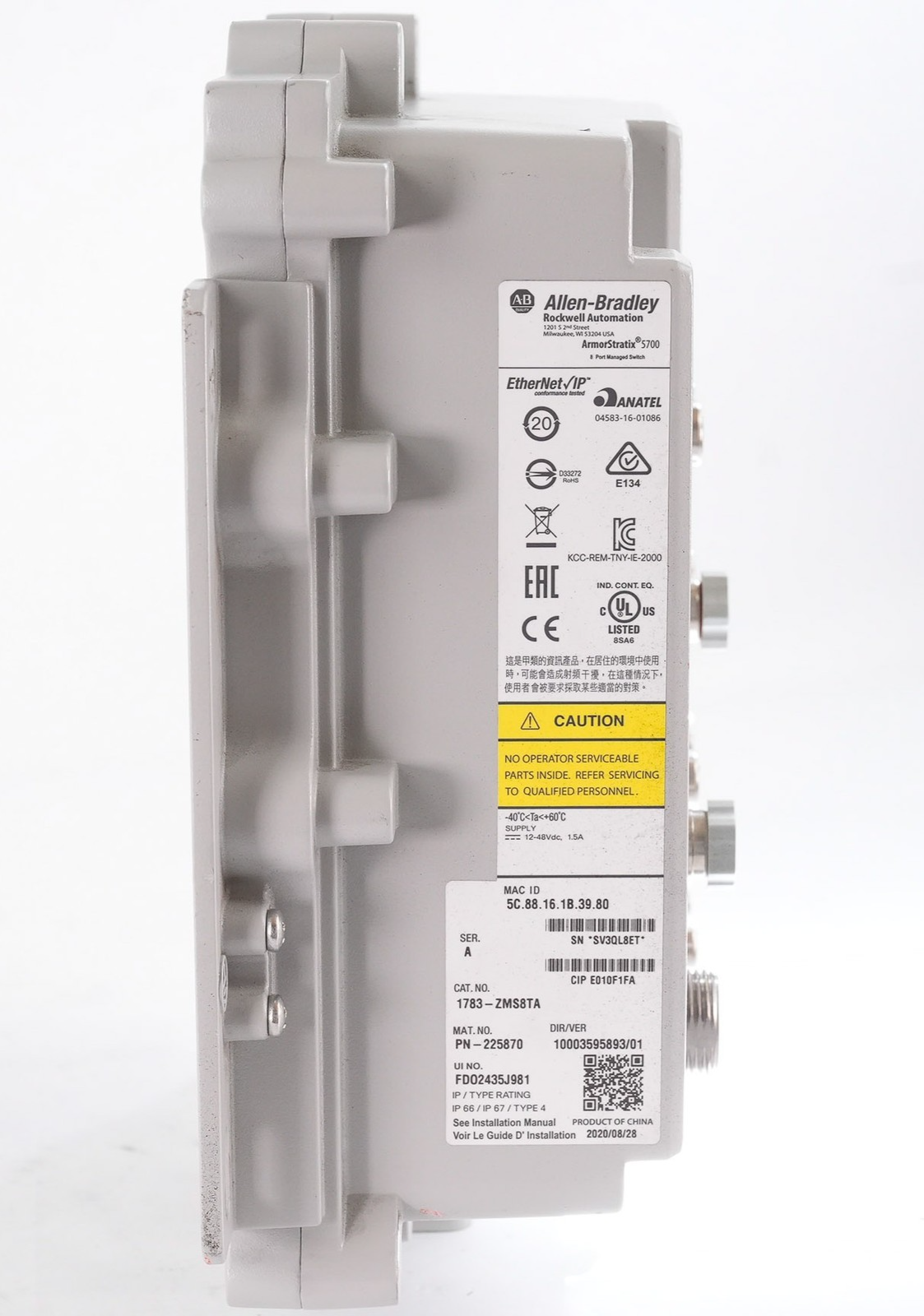 Allen Bradley 1783-ZMS8TA /A ArmorStratix Ethernet Managed Switch 1783ZMS8TA