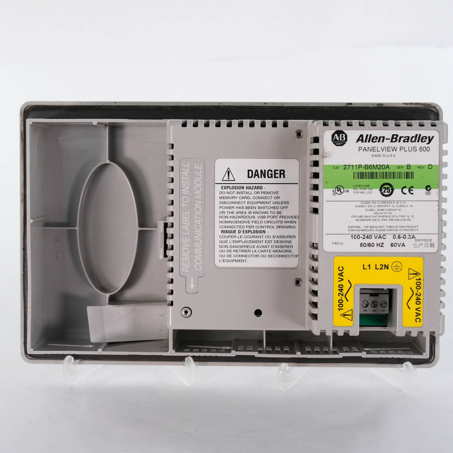 Allen Bradley 2711P-B6M20A Ser B PanelView Plus 600 Mono Key/Touch 100-240VAC