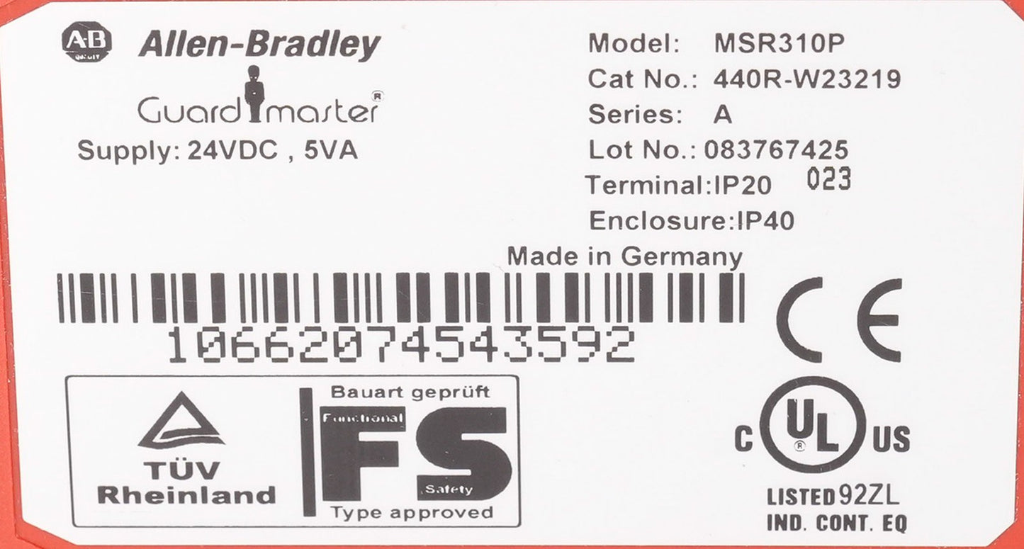 Allen Bradley 440R-W23219 /A Guardmaster Safety Relay MSR310P 440RW23219 Used