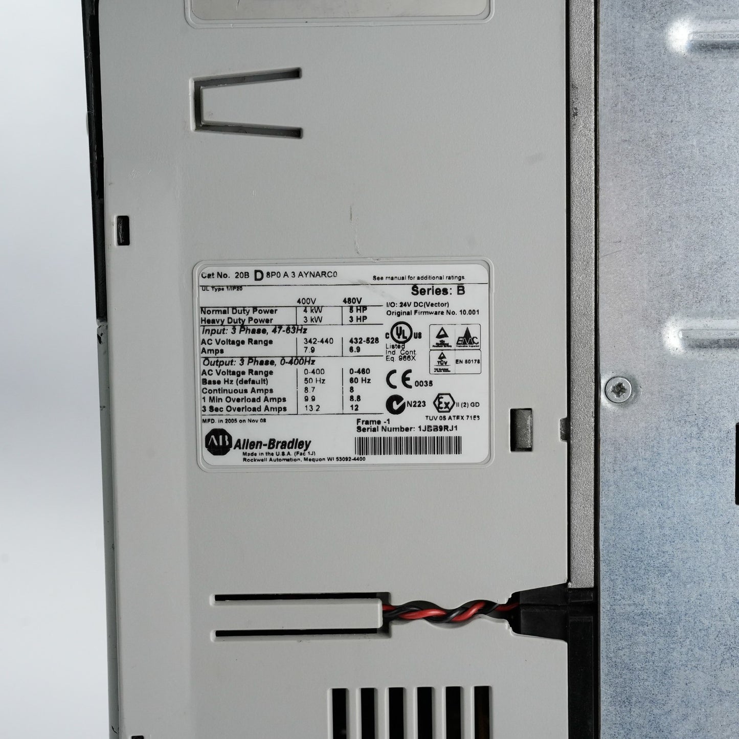 Allen Bradley 20BD8P0A3AYNARC0 /B PowerFlex 700 Drive 480V 5HP Ser B + Warranty
