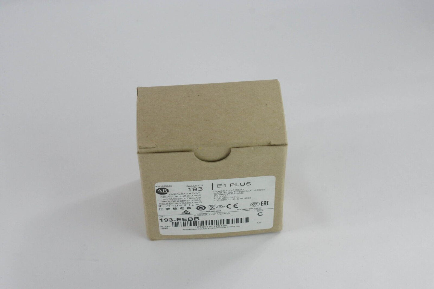 Allen Bradley 193-EEBB Overload Relay Ser C E1 Plus - New Surplus