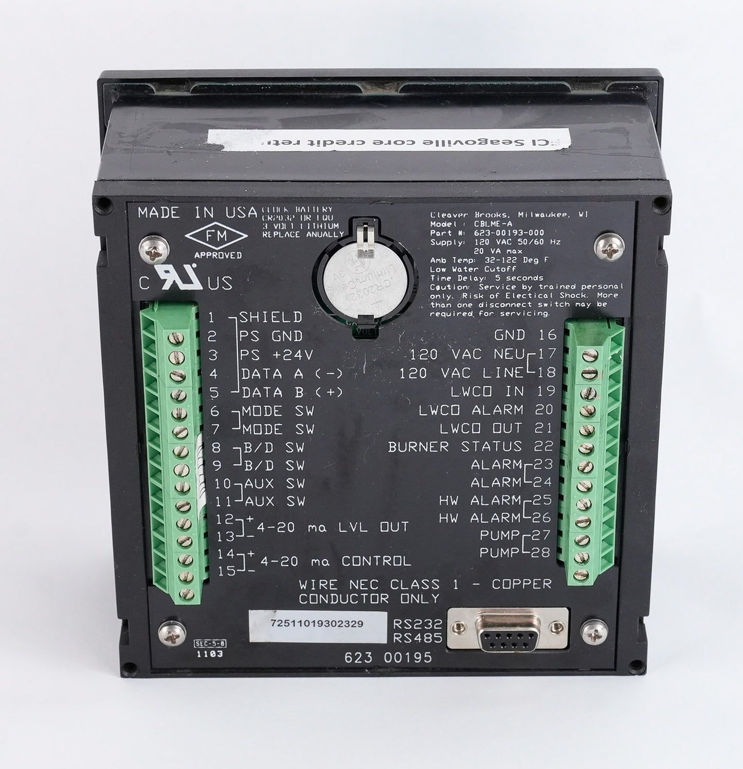 Cleaver Brooks CBLME-A 623-00193-000 Boiler Control Module CBLMEA62300193000