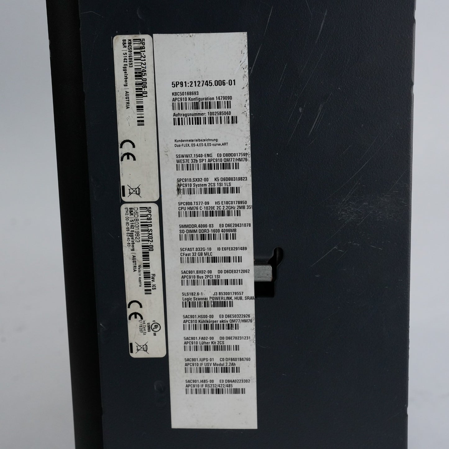 B&R Automation 5PC910.SX02-00 Rev. K5 IO Industrial Computer PC 910 / PC910