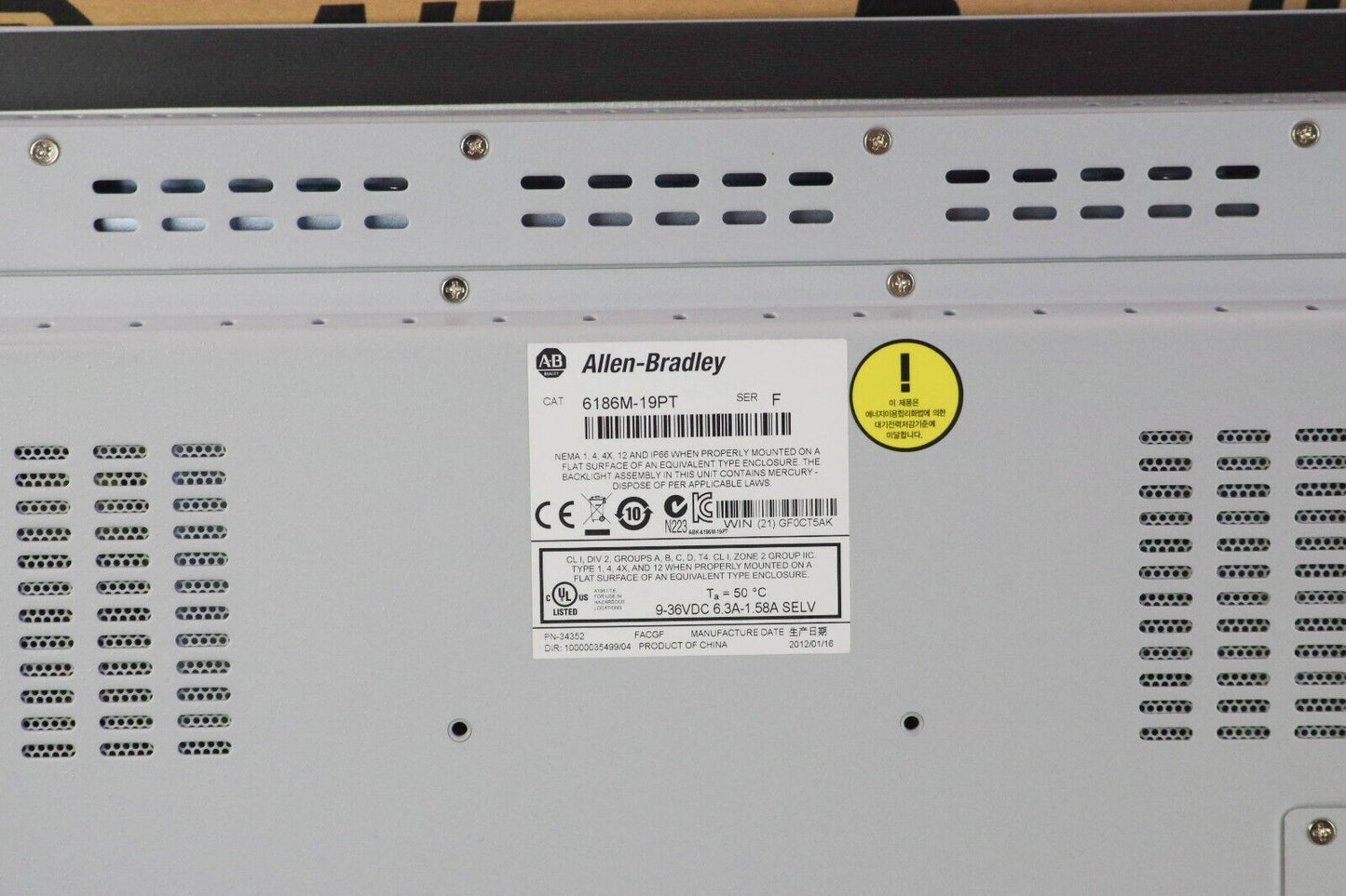 Allen-Bradley 6186M-19PT / 6186M19PT Ser F  19" Display Panel + 1 Year Warranty