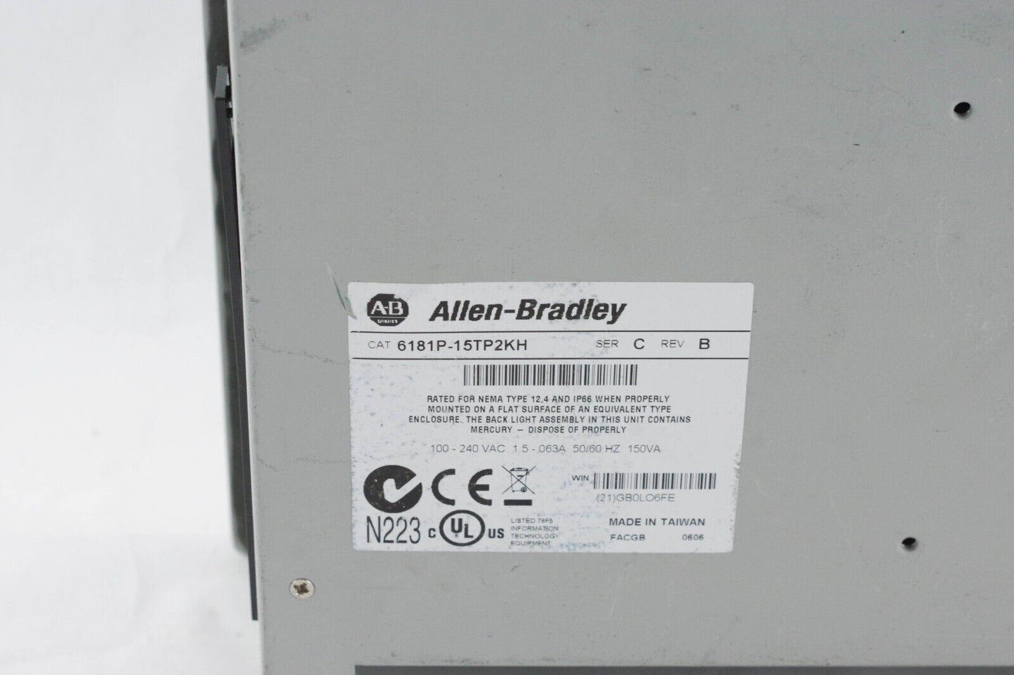 Allen Bradley 6181P-15TP2KH VersaView 1500P Ser A Rev B