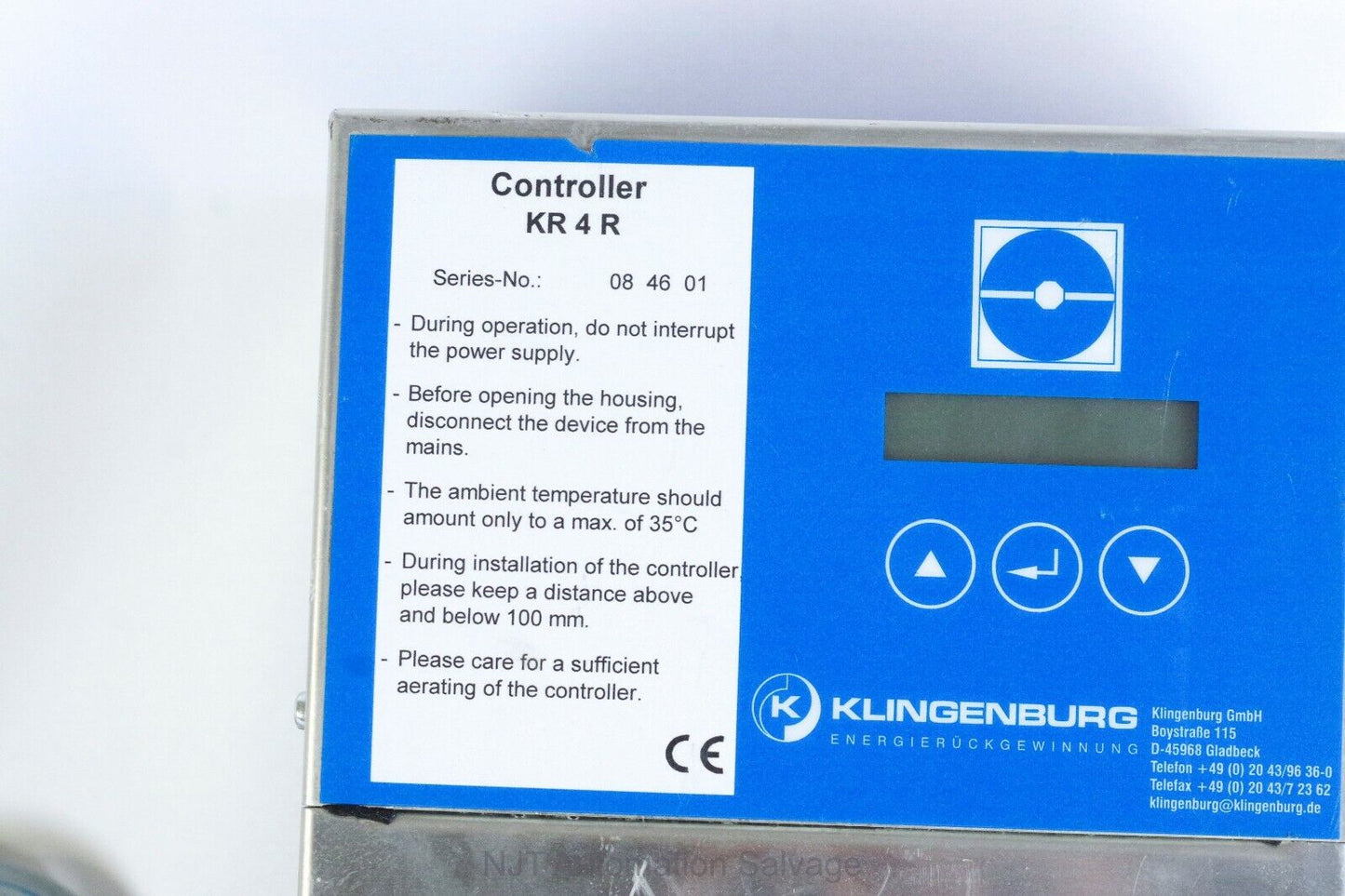 KLINGENBURG KR 4 R Controller KR4 400 Watt Rotation Regenerative Heat Exchanger