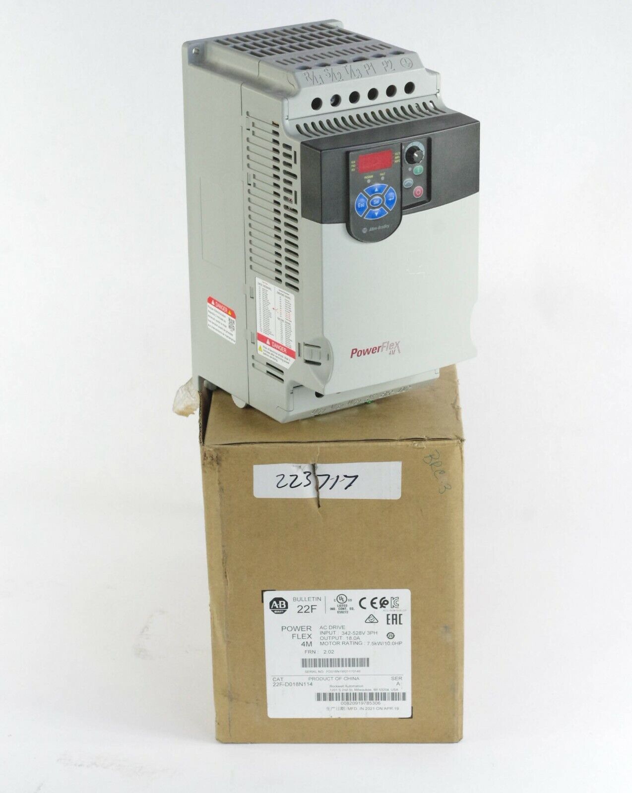 ALLEN BRADLEY 22F-D018N114 AC Drive 7.5kW 10HP 480vac 3PH - With Box