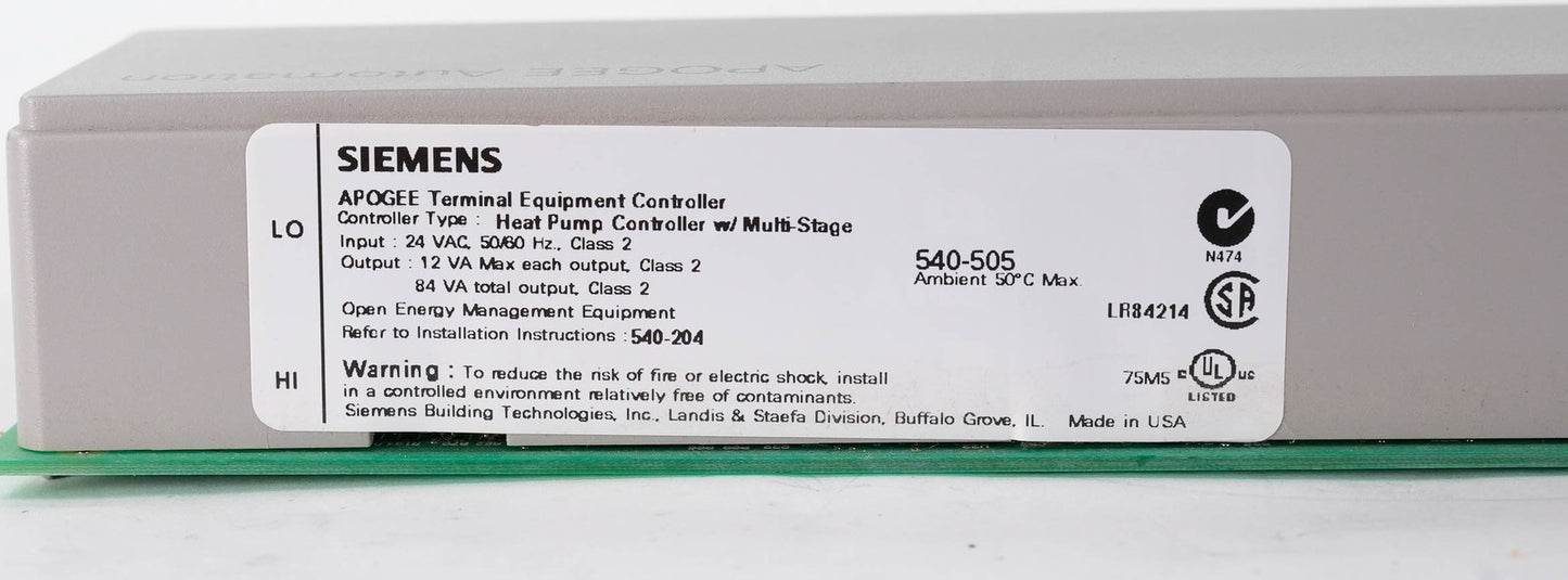 Siemens 540-505 Apogee TEC Terminal Equipment Controller 540505 24VAC 50/60Hz