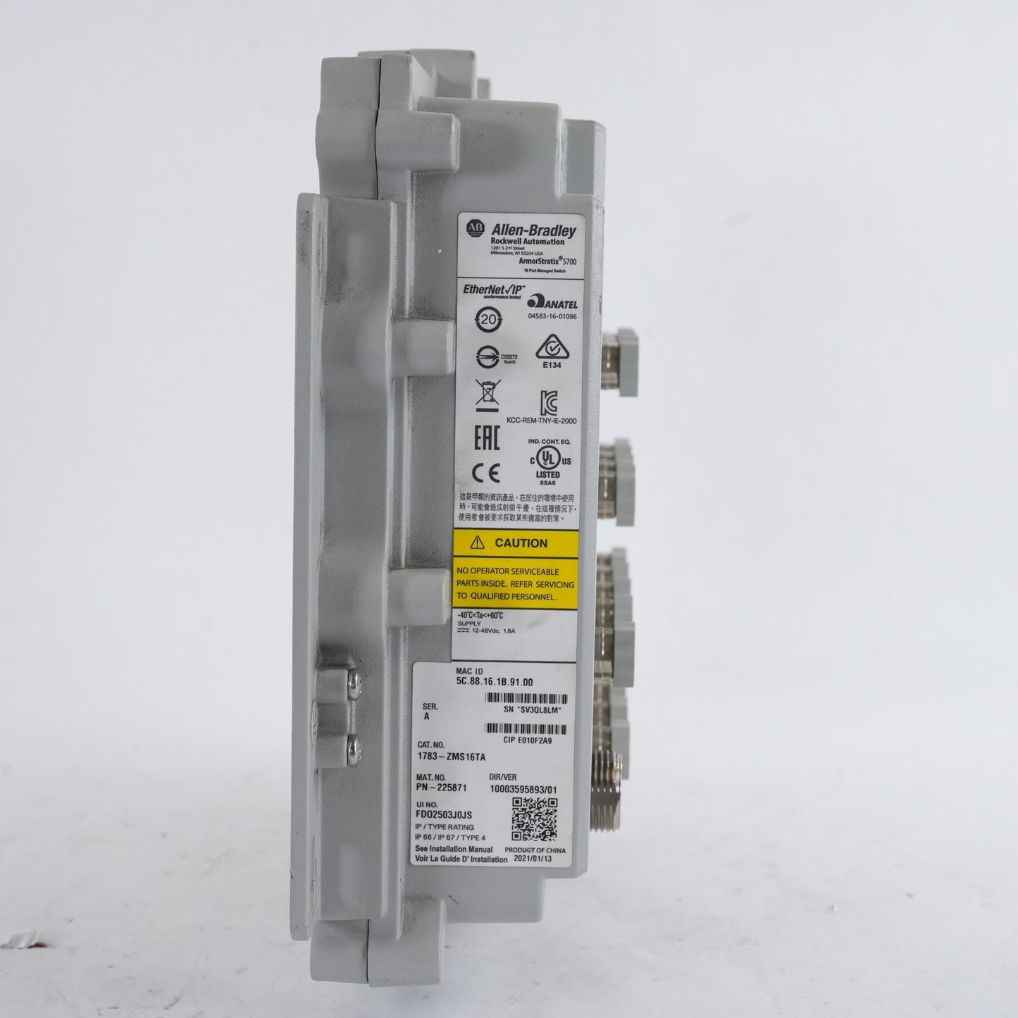 Allen Bradley 1783-ZMS16TA /A Armor 5700 16 Port Managed Switch Excellent Cond.