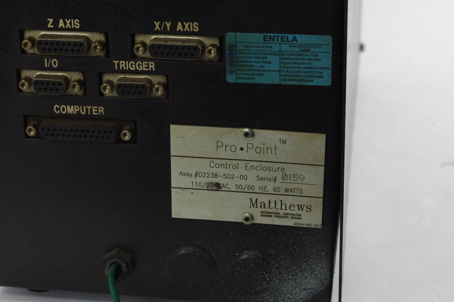 MATTHEWS PRO-POINT MODEL 2324 INDENT MARKING Control Box D2238-502-00