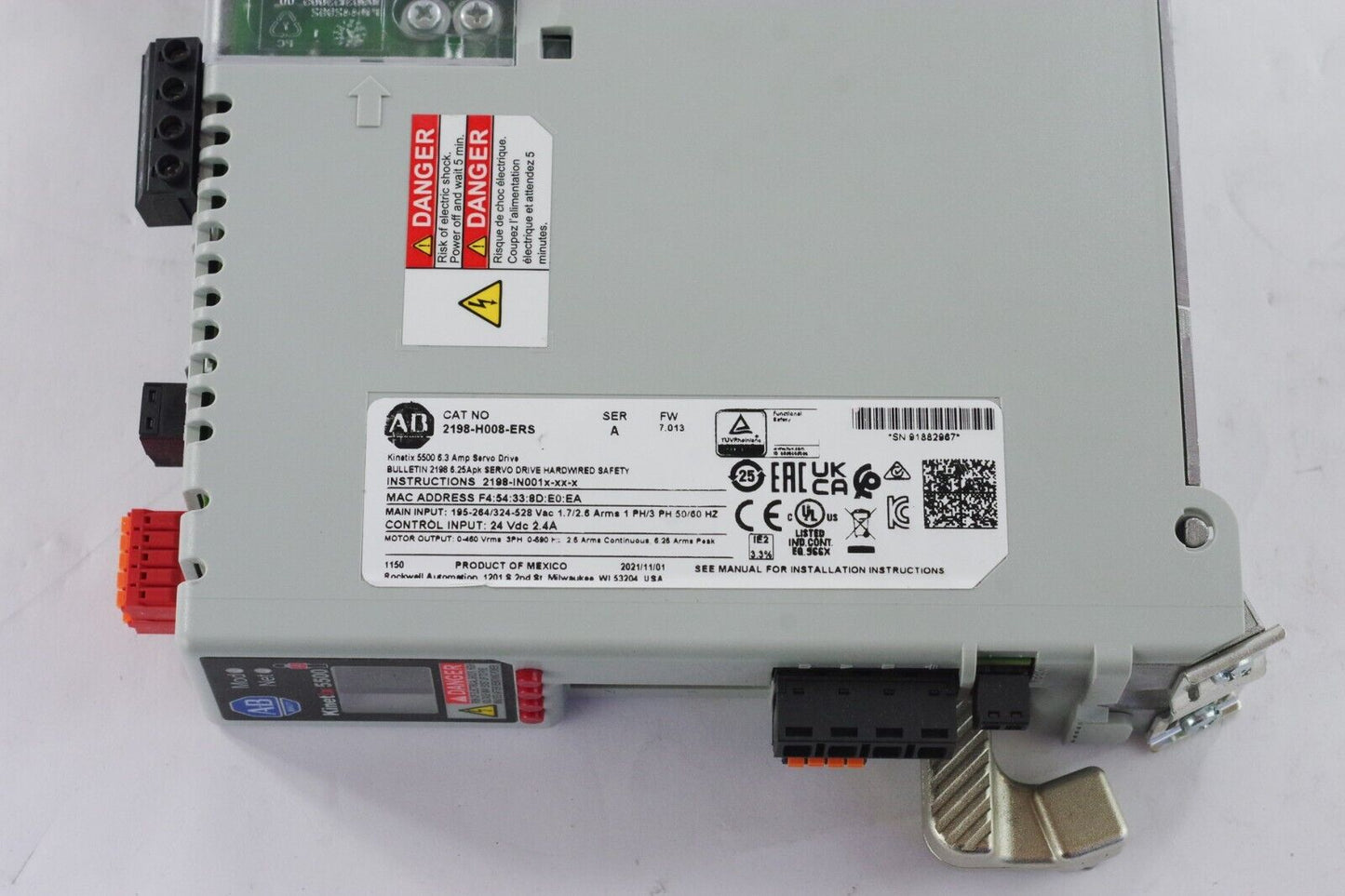 Allen Bradley Kinetix 5500 Servo Drive 2198-H008-ERS SER A Servo Drive FW 7.013