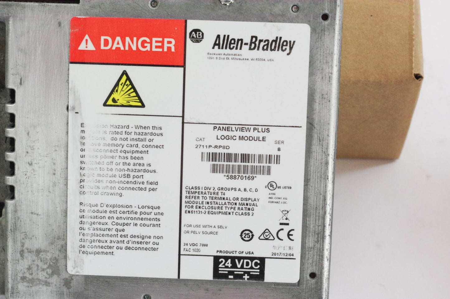 Allen Bradley 2711P-RP8D /B PanelView Plus Logic Module - Refurbished