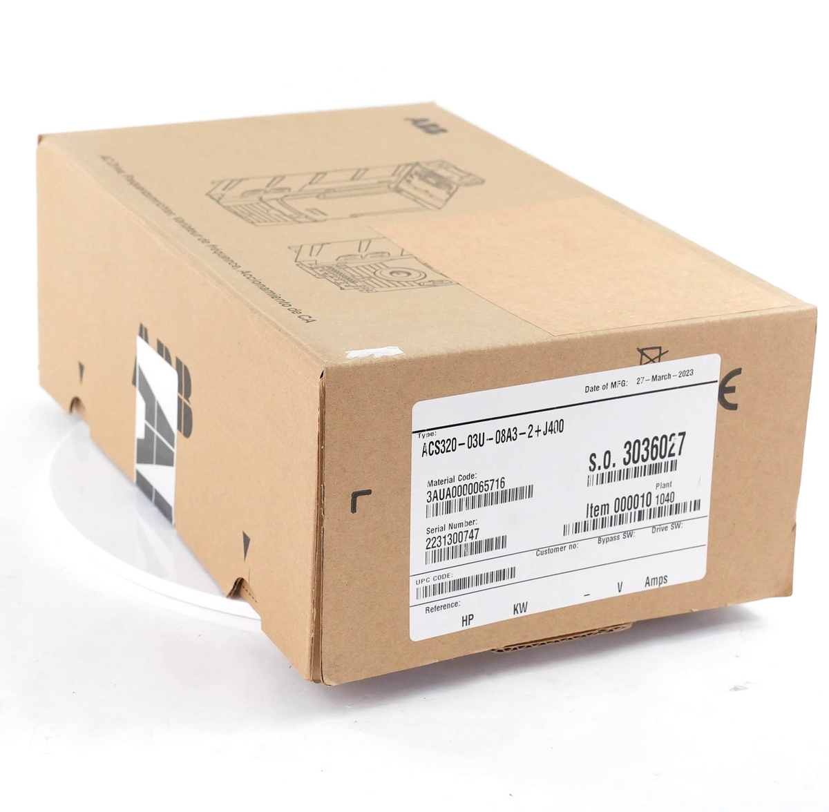 ABB ACS320-03U-08A3-2+J400 AC Drive 230V 3PH 2HP 8.3A VFD ACS32003U08A32+J400