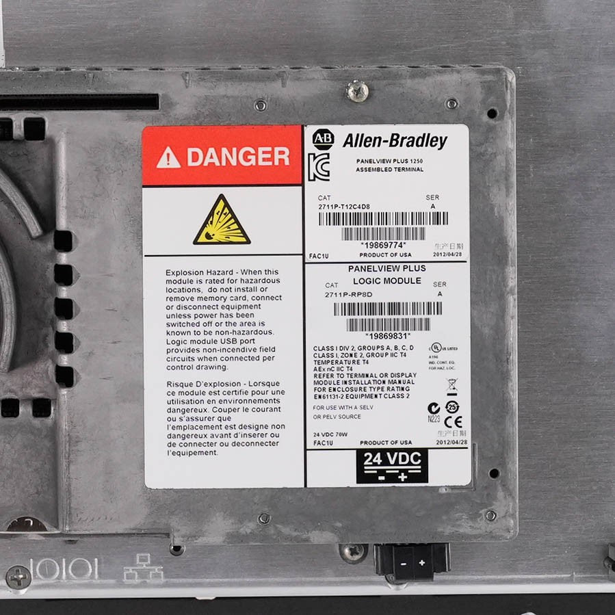 Allen Bradley 2711P-T12C4D8 PanelView Plus 6 1250 Touch HMI 24VDC 2711P-RDT12C