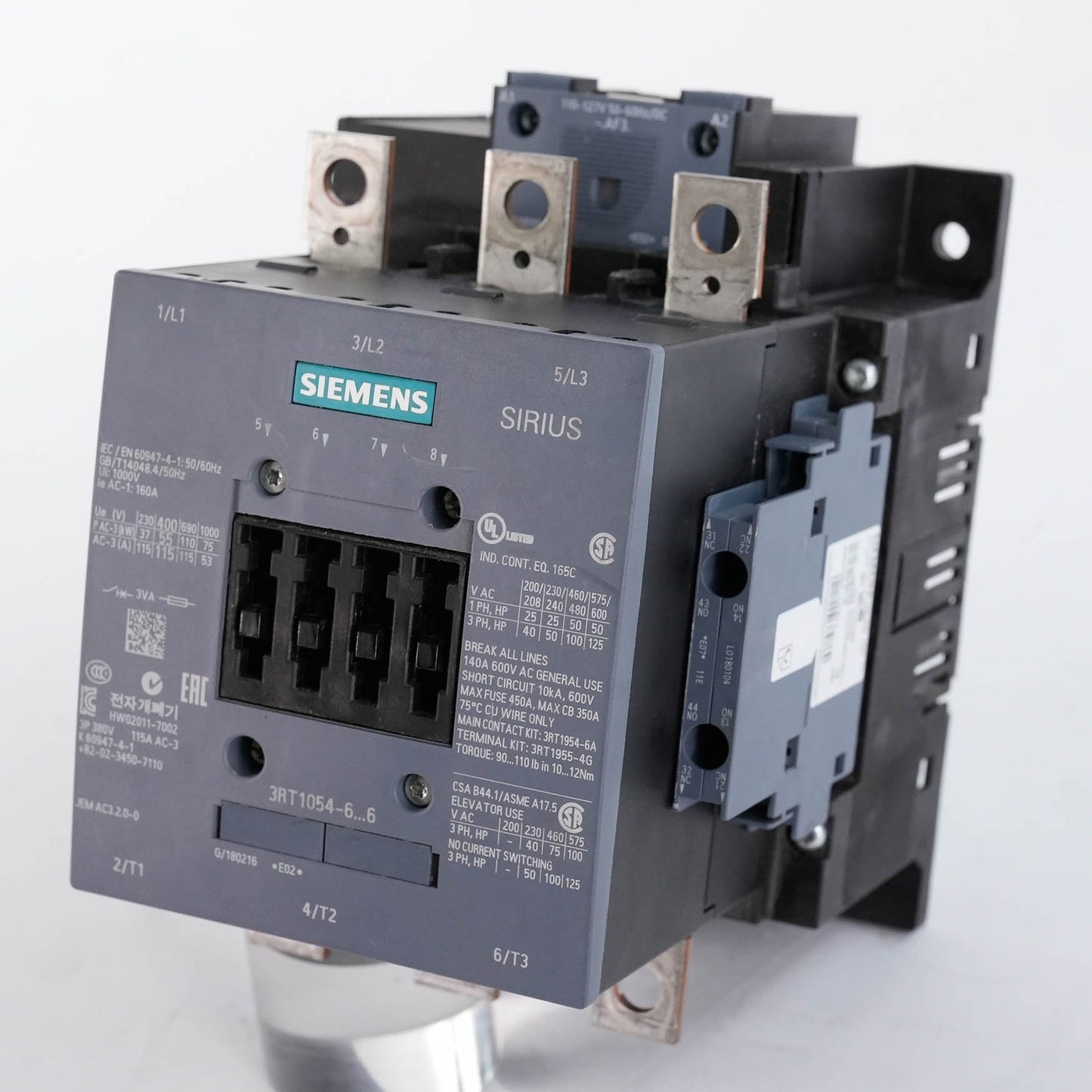 Siemens 3RT1054-6AF36 Sirius Contactor 3-Pole 115A 110-127V AC/DC 3RT10546AF36