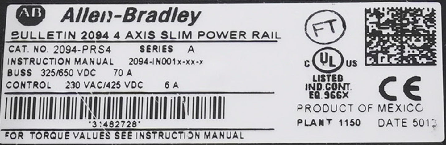 Allen Bradley 2094-PRS4 /A Bulletin 2094 4-Axis Slim Power Rail 2094PRS4