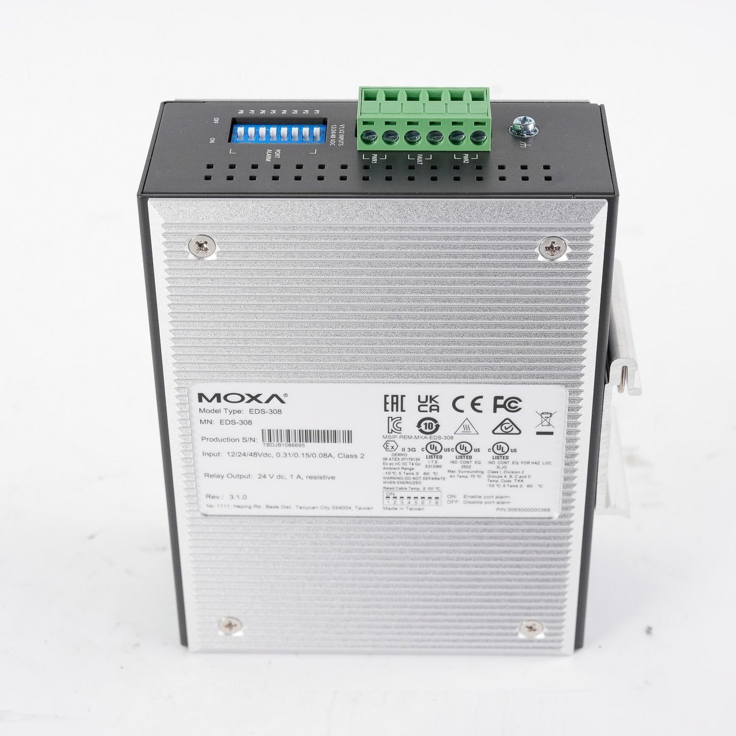 Moxa EDS-308 Unmanaged Ethernet Switch 8-Port EDS308 12/24/48VDC Rev 3.1.0