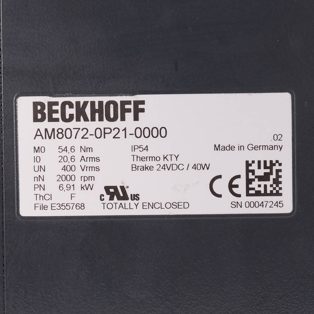 Beckhoff AM8072-0P21-0000 Synchronous Servomotor 14.5Nm 3000RPM AM80720P210000