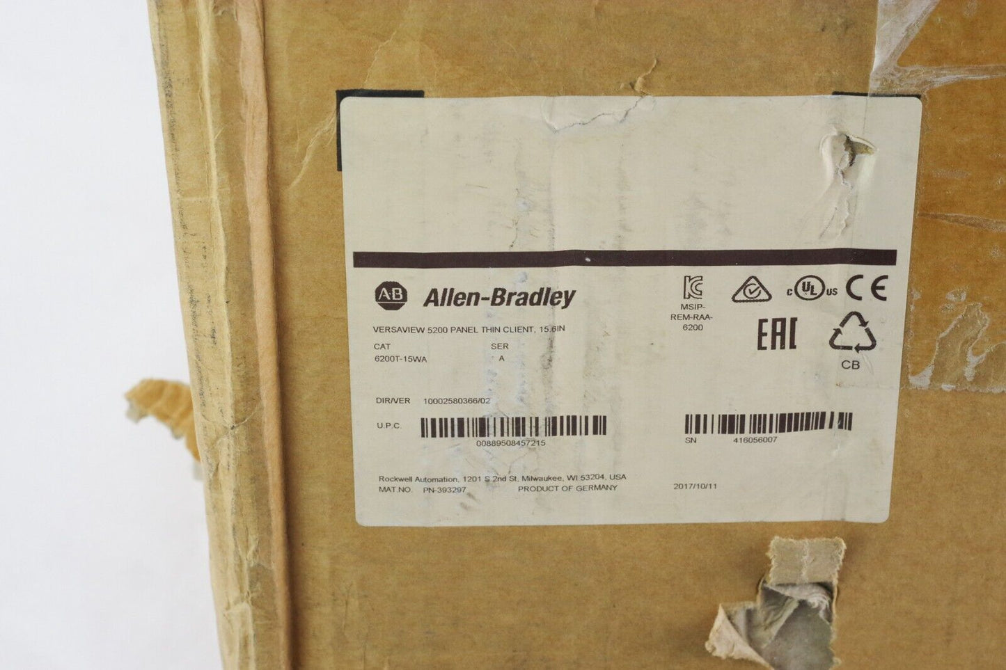 Allen Bradley 6200T-15WA Ser A VersaView 5200 Panel Thin Client Screen -Open Box