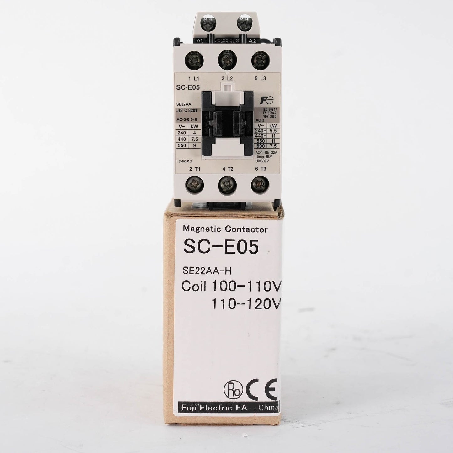 Fuji SC-E05 SE22AA-H Magnetic Contactor 22A 600V 3-Pole 110-120VAC Coil