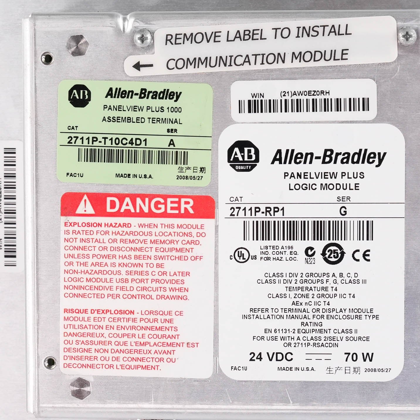 Allen Bradley 2711P-T10C4D1 Ser A PanelView Plus 1000 Color Touch With Box