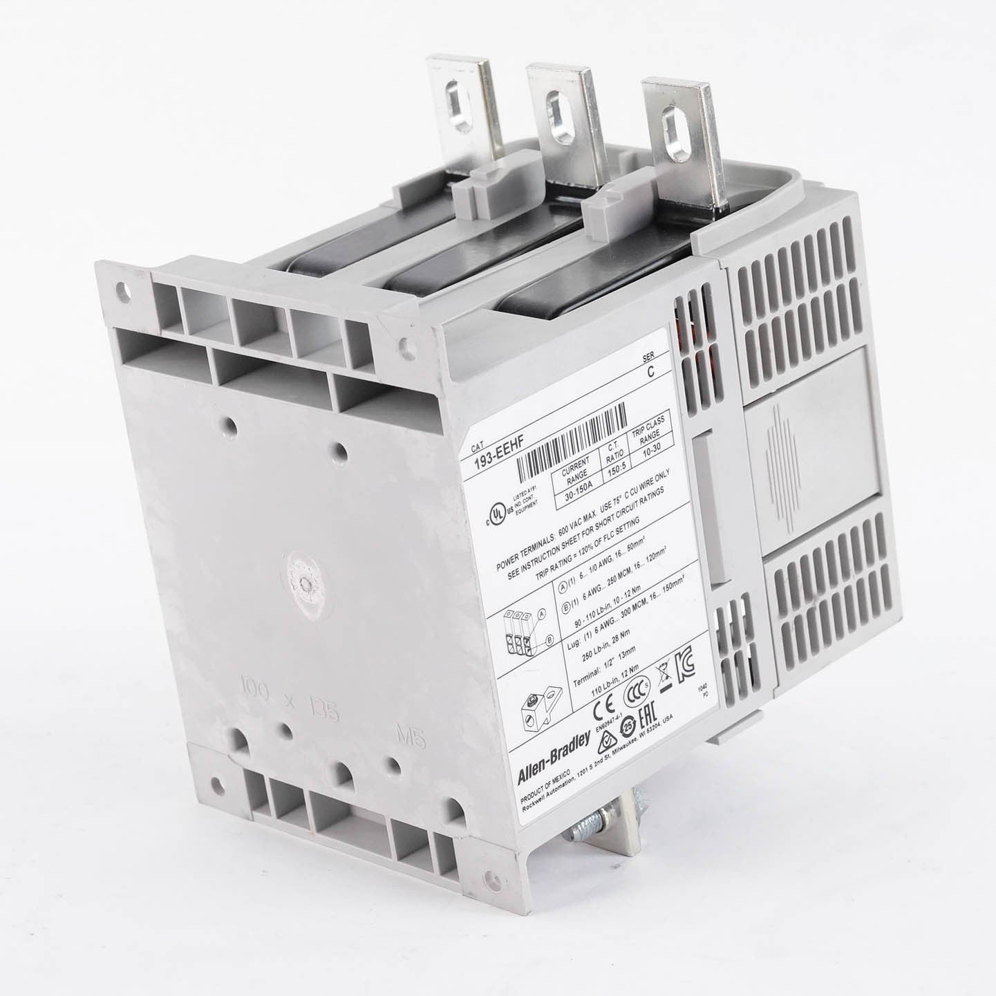Allen Bradley 193-EEHF E1 Plus Overload Relay 18-90A 600V 50/60Hz 193EEHF