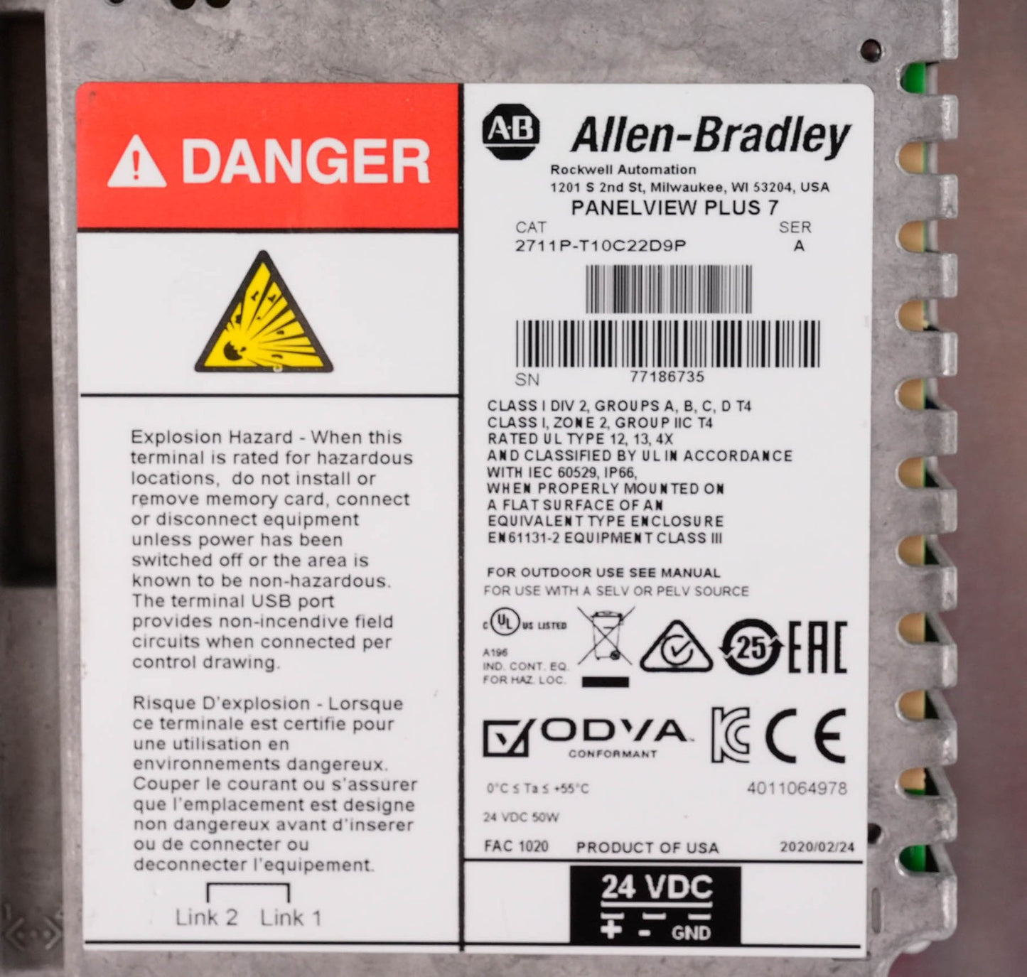 Allen Bradley 2711P-T10C22D9P Ser A PanelView Plus 7 HMI 10.4in Not Original Box