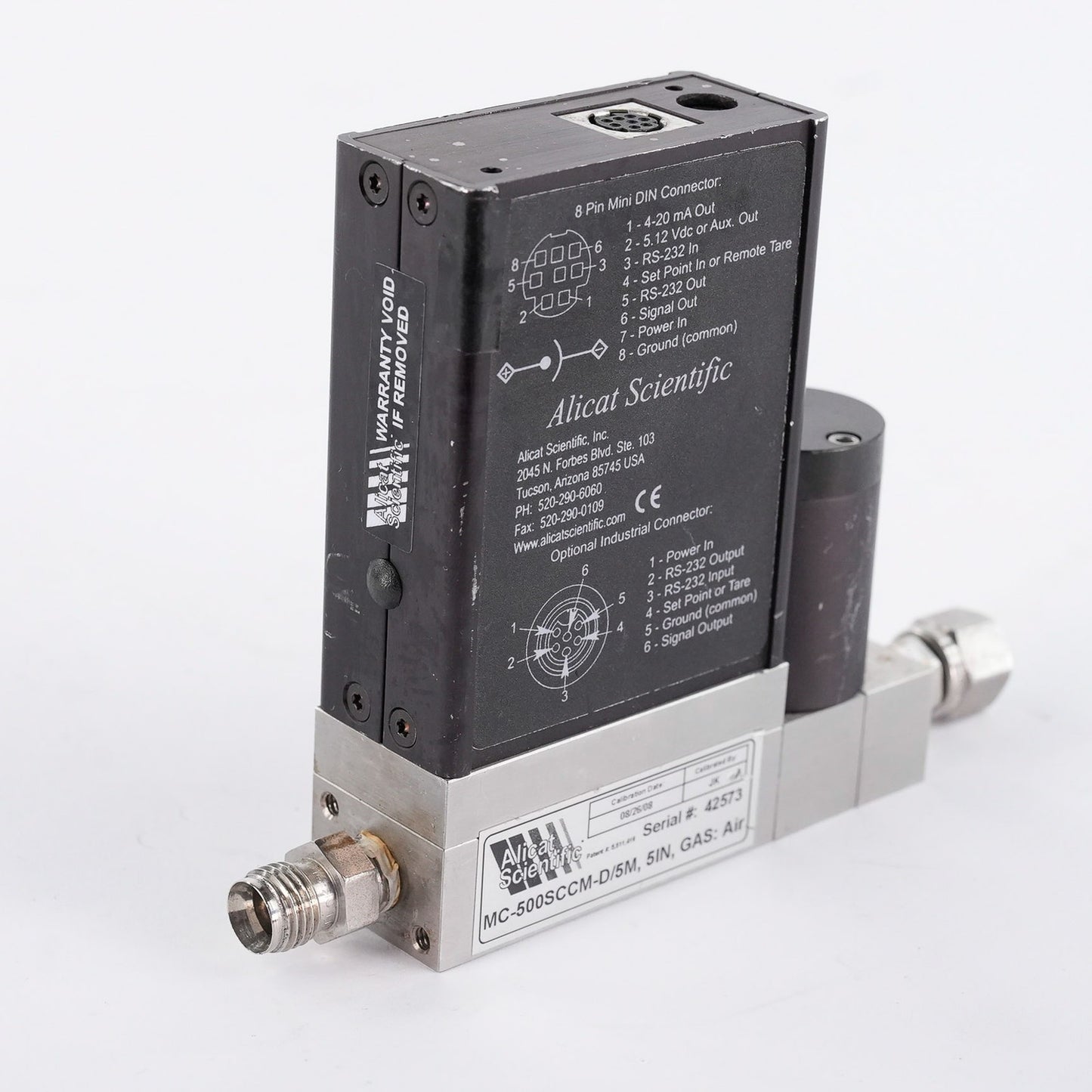 Alicat Scientific MC-500SCCM-D/5M Mass Flow Controller 500 SCCM MC500SCCMD5M 24V