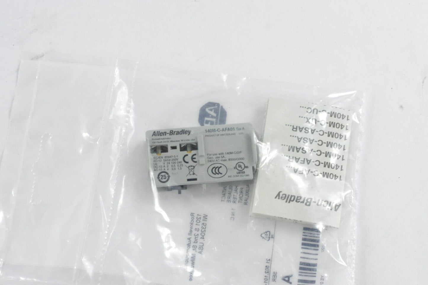 Allen Bradley 140M-C-AFA01 / 140MCAFA01 Aux Contact Block Ser A - New Surplus