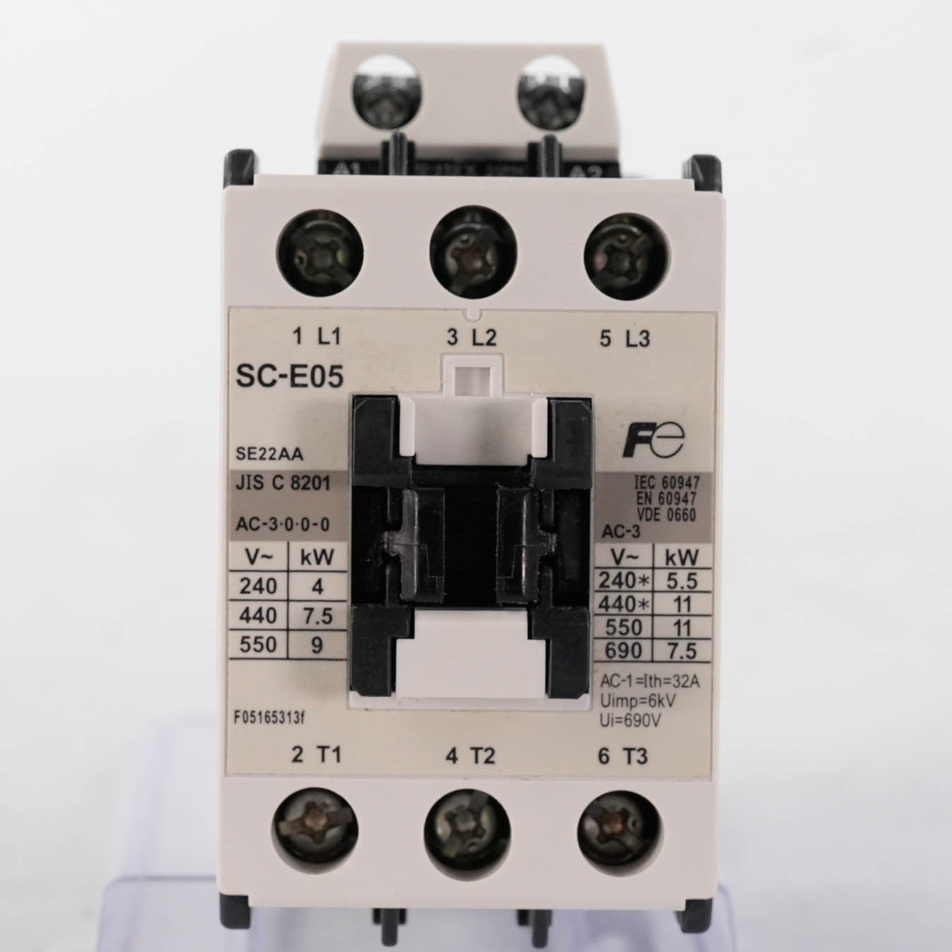 Fuji SC-E05 SE22AA-H Magnetic Contactor 22A 600V 3-Pole 110-120VAC Coil