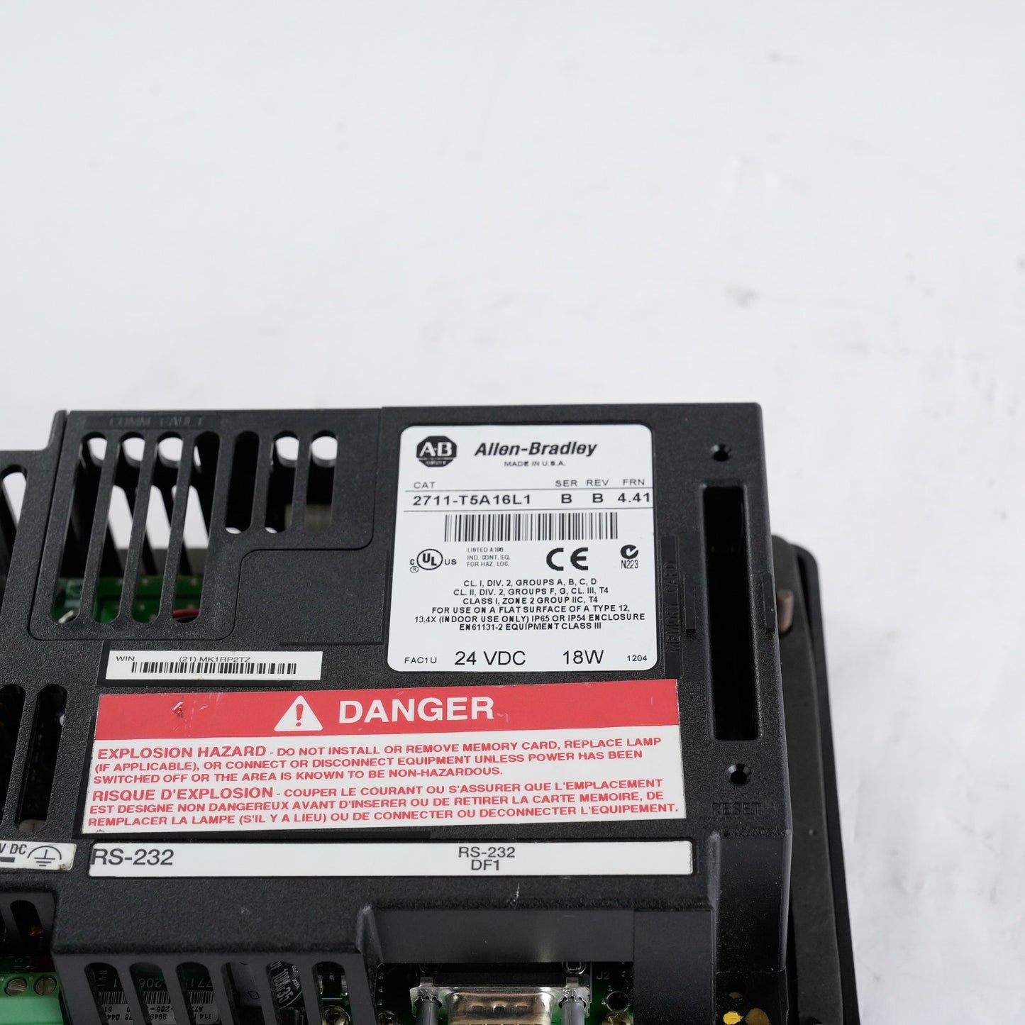 Allen Bradley 2711-T5A16L1 Ser B Rev B FRN 4.41 Panelview 550 HMI Module 24VDC