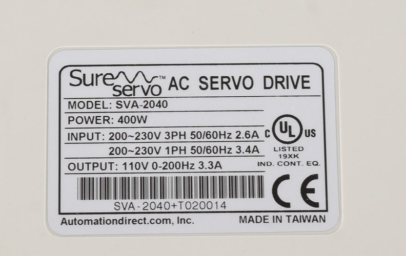 SureServo SVA-2040 AC Servo Drive 400W 230V 3-Phase 3.4A SVA2040