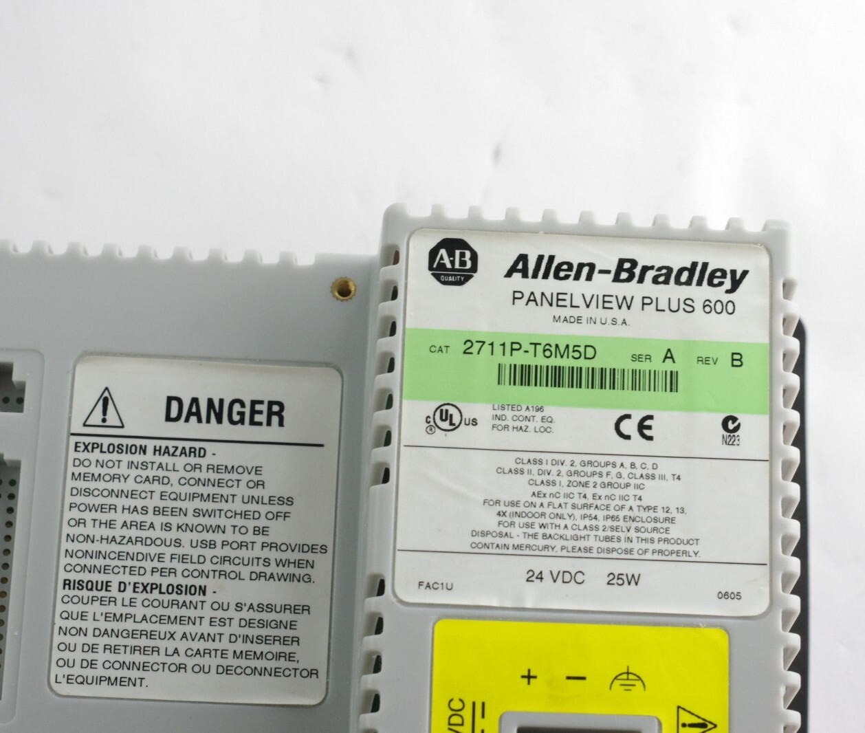 Allen Bradley 2711P-T6M5D /A Rev B PanelView Plus 600 Terminal - Refurbished