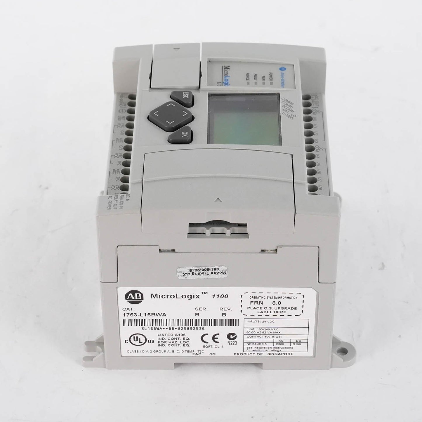 Allen Bradley 1763-L16BWA Ser B MicroLogix 1100 PLC 120/240VAC Controller